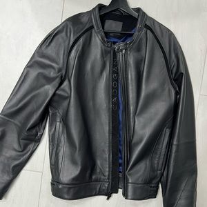 Cadogan (LA design) leather jacket. Black with stunning deep blue accent.